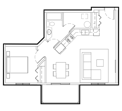 floor plan of the first floor of a small house